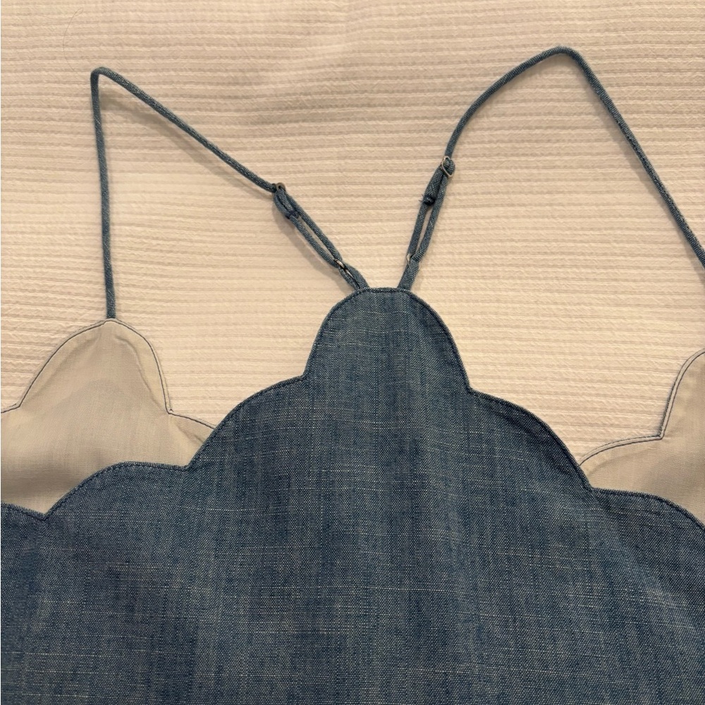Blue Scallop-Edge Women's Top - Picture 5 of 8